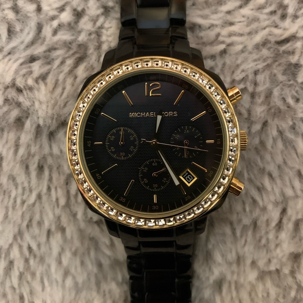 Michael Kors Black Acrylic Chronograph Watch